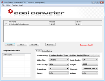 Cool Free All Video to AVI DIVX Converter screenshot