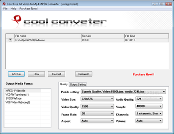 Cool Free All Video to Mp4 MPEG Converter screenshot