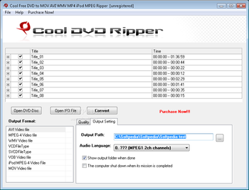 Cool Free DVD to MOV AVI WMV MP4 iPod MPEG Ripper screenshot 2