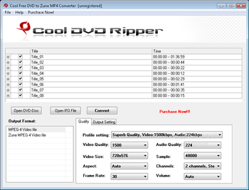 Cool Free DVD to Zune MP4 Converter screenshot