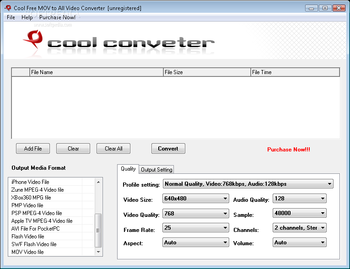 Cool Free MOV to All Video Converter screenshot