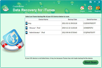 Coolmuster Data Recovery for iTunes screenshot
