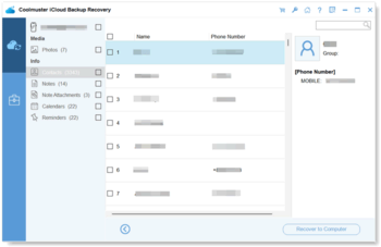 Coolmuster iCloud Backup Recovery screenshot