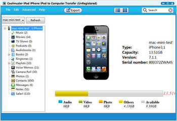 Coolmuster iPad iPhone iPod to Computer Transfer screenshot