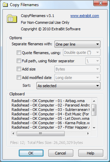 CopyFilenames screenshot 2