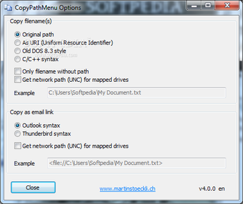 CopyPathMenu screenshot 2
