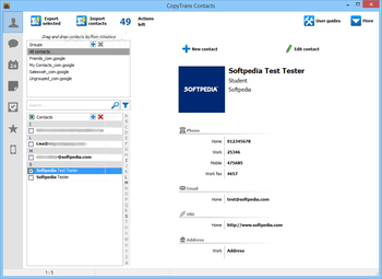 CopyTrans Contacts screenshot