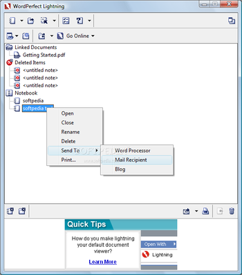 Corel WordPerfect Lightning screenshot