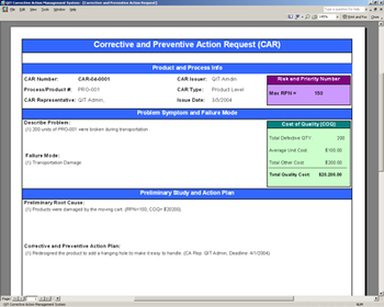 Corrective Action Management System screenshot 2