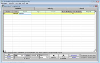Correspondence Registration screenshot
