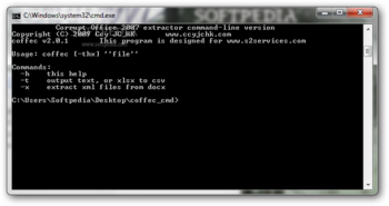 Corrupt Office 2007 extractor command-line screenshot