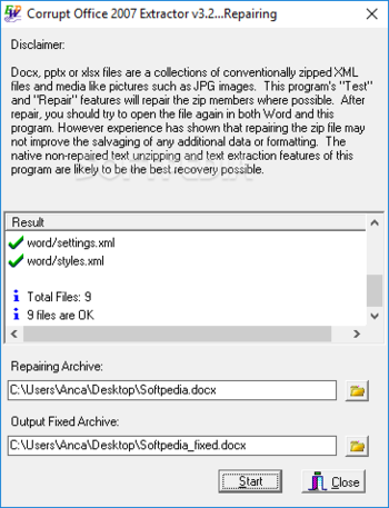 Corrupt Office 2007 Extractor screenshot 4