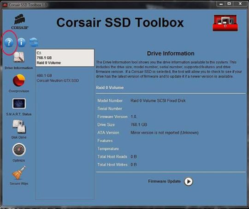 Corsair SSD Toolbox screenshot