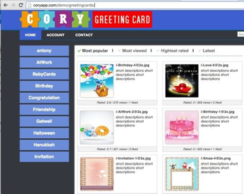 Cory Greeting Cards Script screenshot