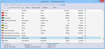Country List screenshot