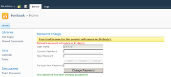 COVRI Password Change web part screenshot 4