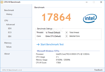 CPU-M Benchmark screenshot