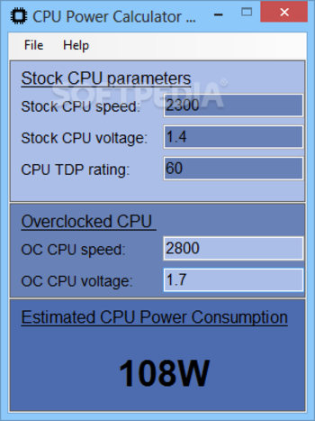 CPU Power Calculator screenshot