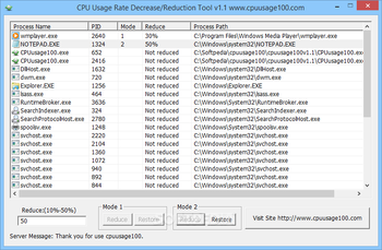 CPU Usage Rate Decrease/Reduction Tool screenshot