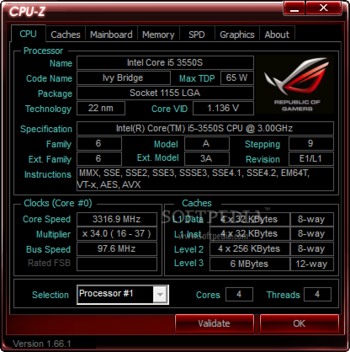 CPU-Z ROG screenshot