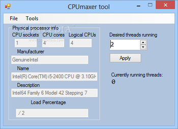 CPUmaxer Tool screenshot