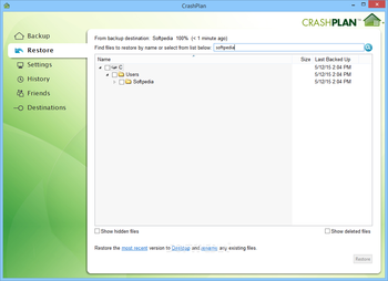 CrashPlan screenshot 2