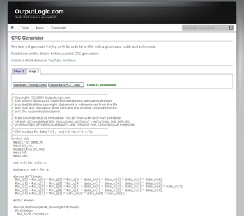 CRC Generator for Verilog or VHDL screenshot