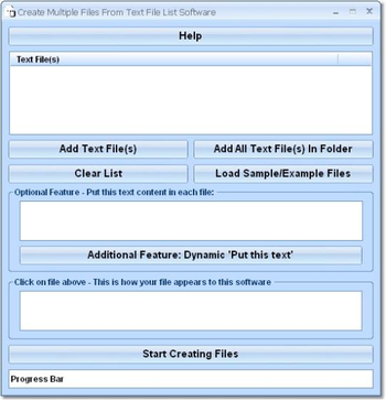 Create Multiple Files From Text File List Software screenshot