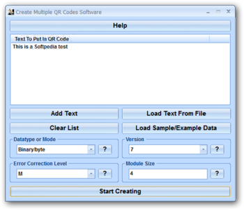 Create Multiple QR Codes Software screenshot