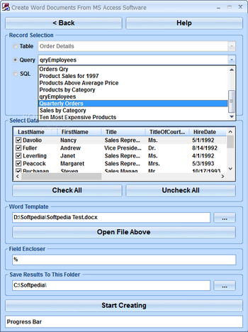 Create Word Documents From MS Access Software screenshot 4