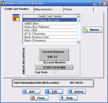 Credit Card Manager 2010 screenshot