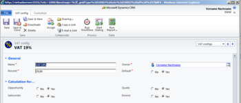 CRM 2011 VAT Calculator screenshot