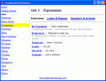 Croatian-English Mini Dictionary screenshot
