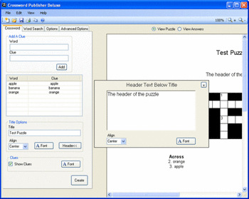 Crossword Publisher Deluxe screenshot