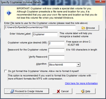 Cryptainer PE screenshot 2
