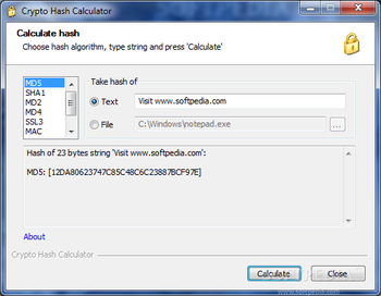 Crypto Hash Calculator screenshot