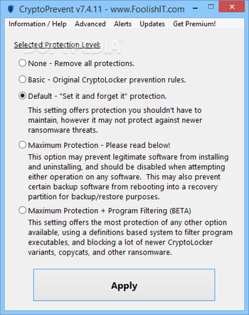 CryptoPrevent screenshot