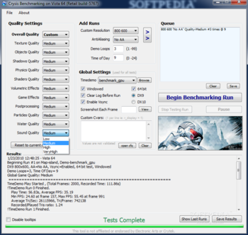 Crysis Benchmark Tool screenshot