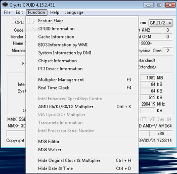 CrystalCPUID screenshot 2