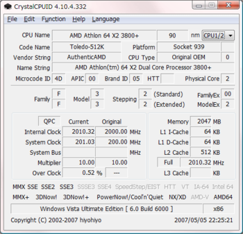 CrystalCPUID  screenshot