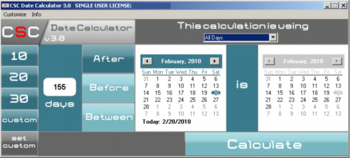 CSC Date Calculator screenshot