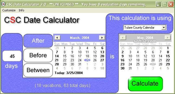CSC Date Calculator screenshot 2
