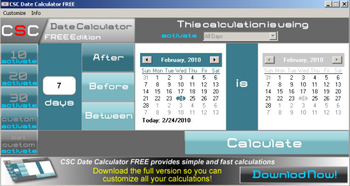 CSC Date Calculator screenshot