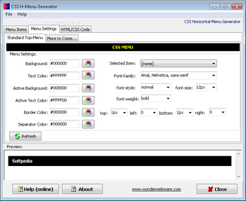 CSS Horizontal Menu Generator screenshot 2