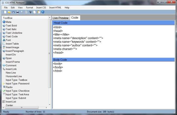 CSS HTML Notepad screenshot