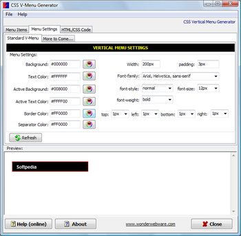 CSS Vertical Menu Generator screenshot 2