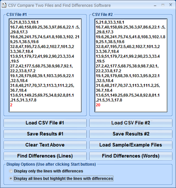 CSV Compare Two Files and Find Differences Software screenshot