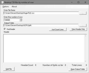 CSV-Splitter screenshot