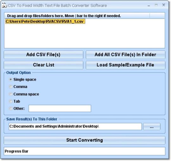 CSV To Fixed Width Text File Batch Converter Software screenshot