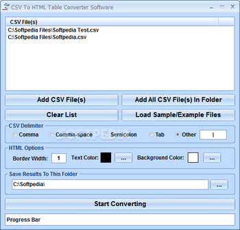 CSV To HTML Table Converter Software screenshot